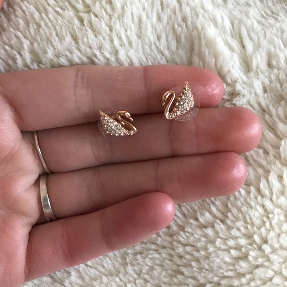 Swarovski Rose Gold Swan Earrings